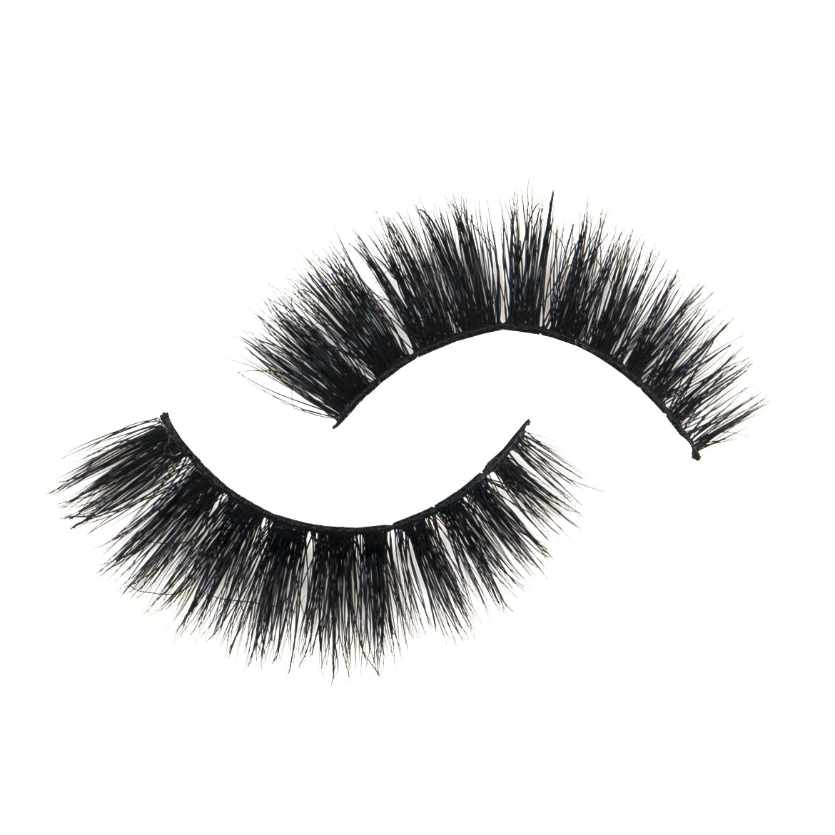Pair of black 3D mink lashes with full, fluffy texture from NEW BEAUTY DEPOT