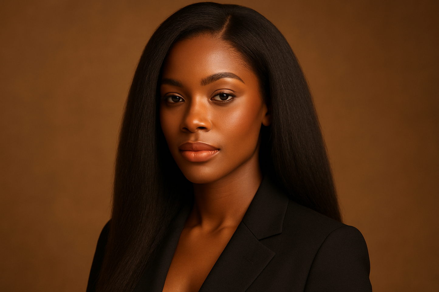 create black woman wearing a Brazilian Kinky Straight Hair