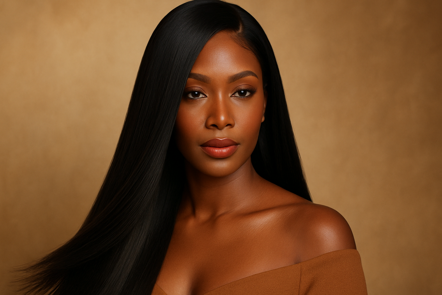 photo of a beautiful black Oman wearing a.Straight Bulk Human Hair Extensions