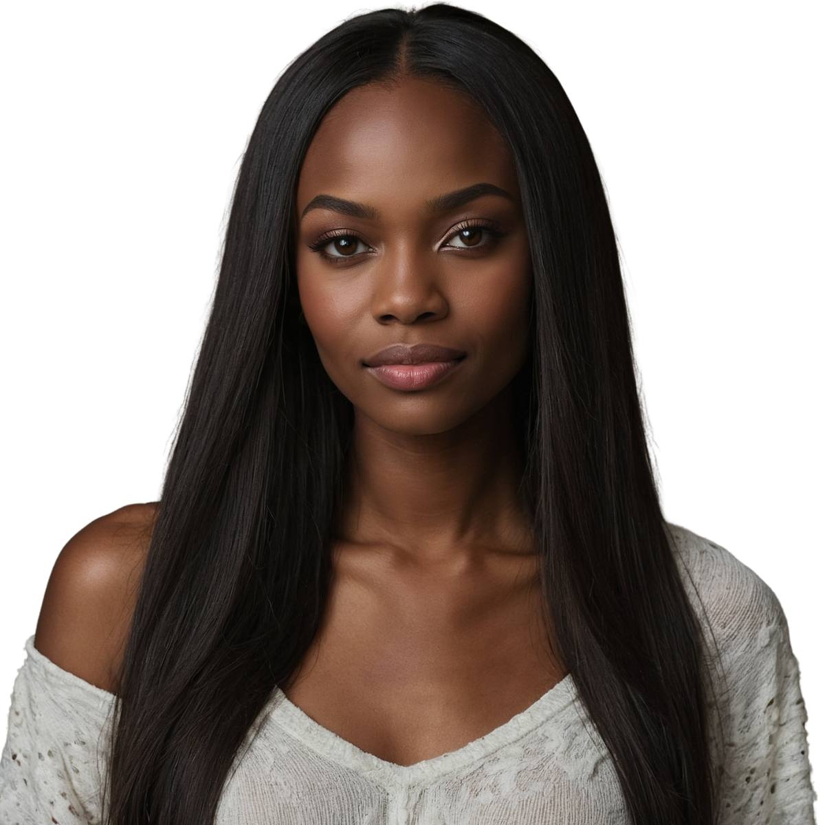 Smooth and natural look of Vietnamese silky straight hair bundles on woman with long black hair