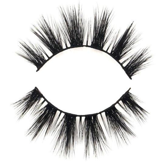 NEW BEAUTY DEPOT 3D volume false lashes with thick and wispy black fibers for dramatic eye makeup