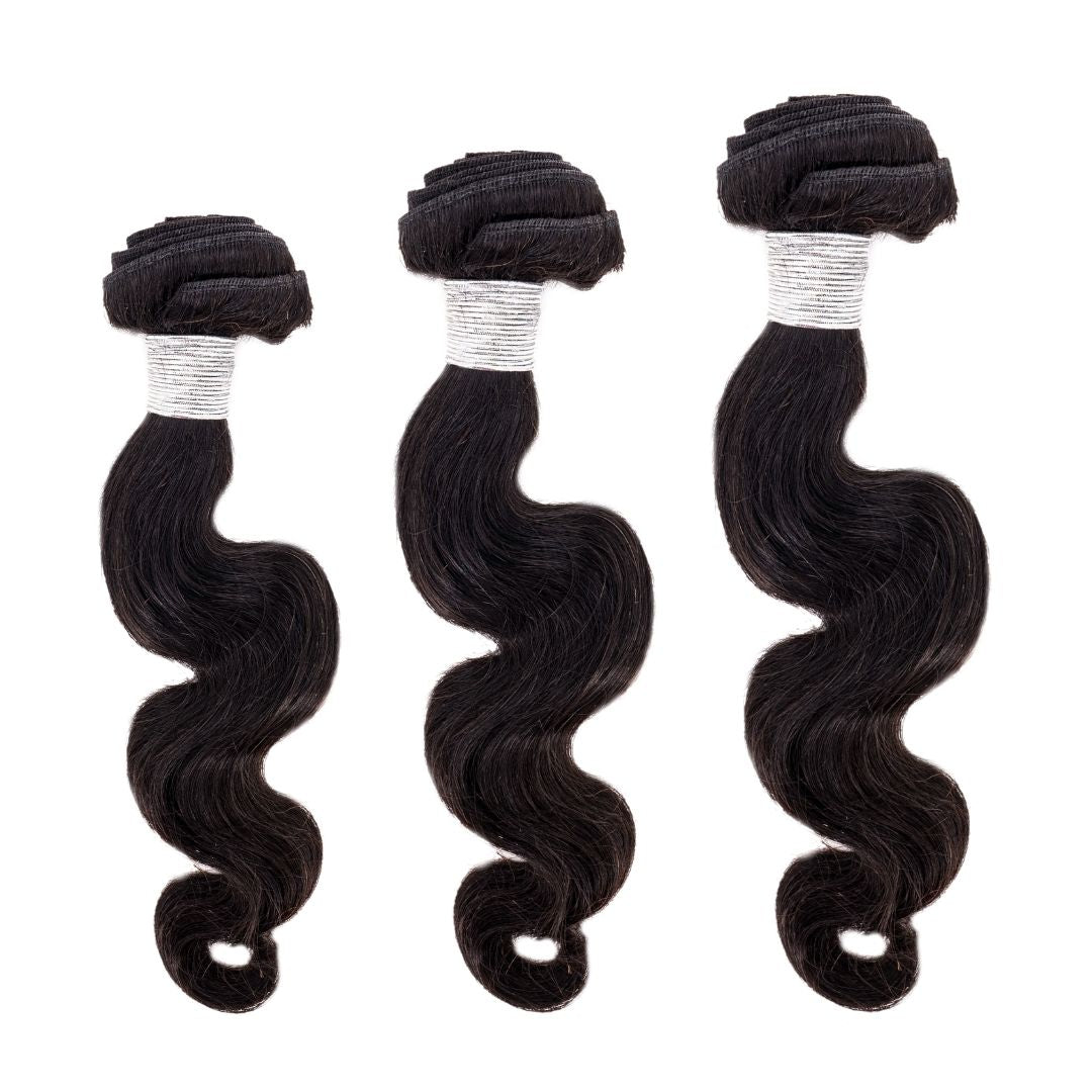 NEW BEAUTY DEPOT Brazilian body wave hair bundles set with natural black smooth wavy texture