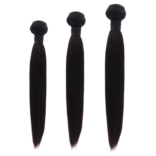 Three bundles of Brazilian silky straight hair bundles in natural black from NEW BEAUTY DEPOT