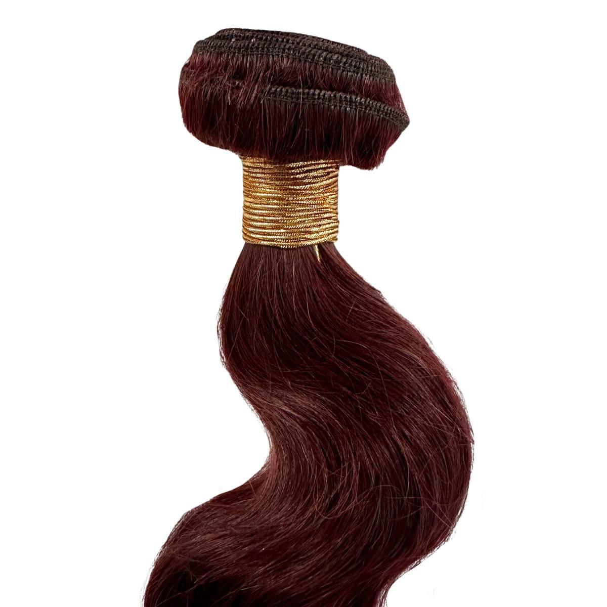 Burgundy body wave hair bundles with smooth texture and rich color from NEW BEAUTY DEPOT