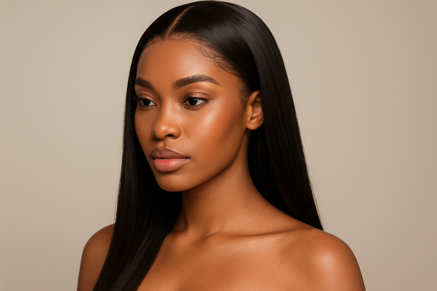 create a beautiful black woman 0-30 wearing a Straight HD Lace Frontal