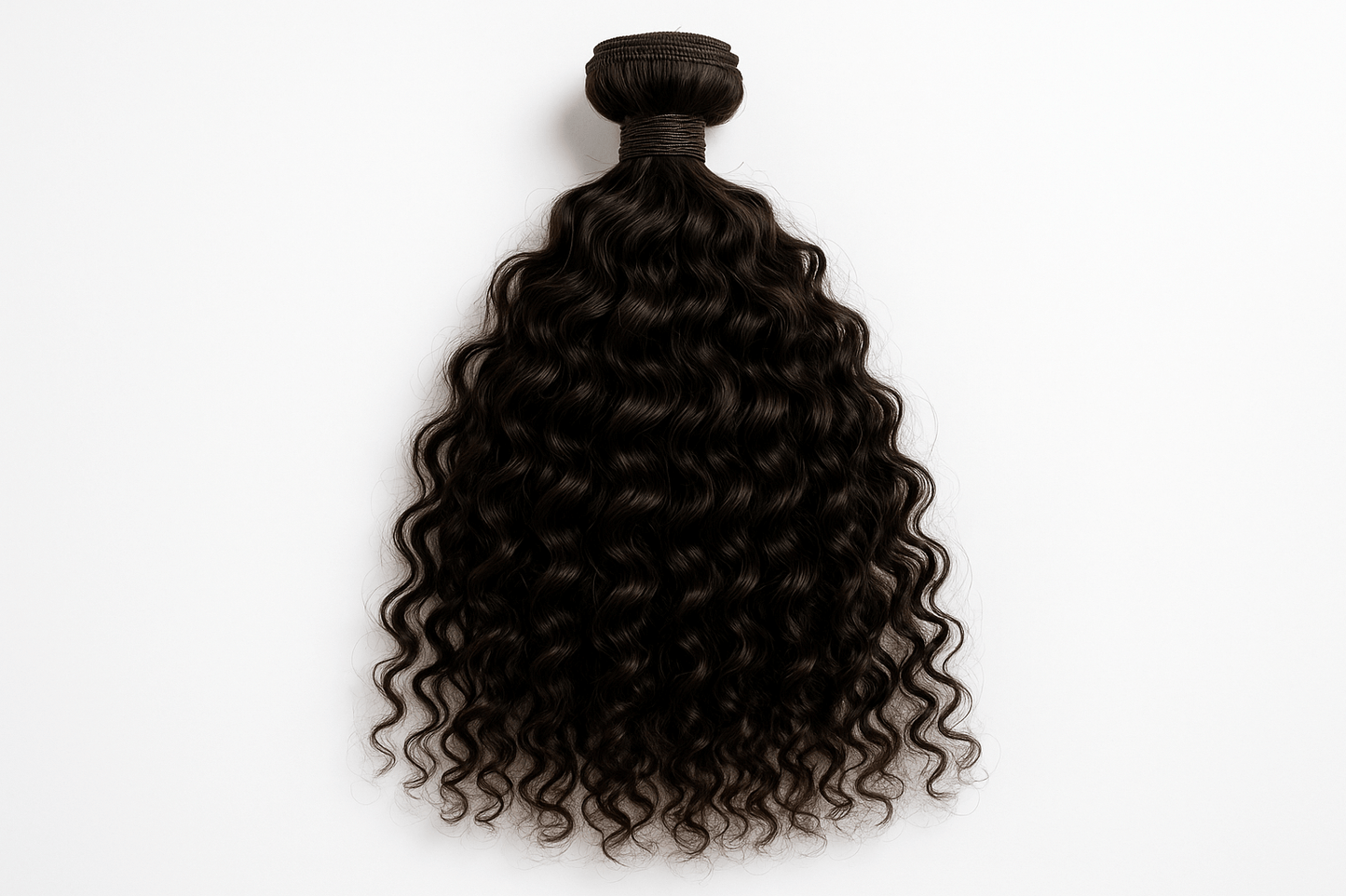 create a hd photo of a Raw Indian Curly Bulk Human Hair Extensions on a white background