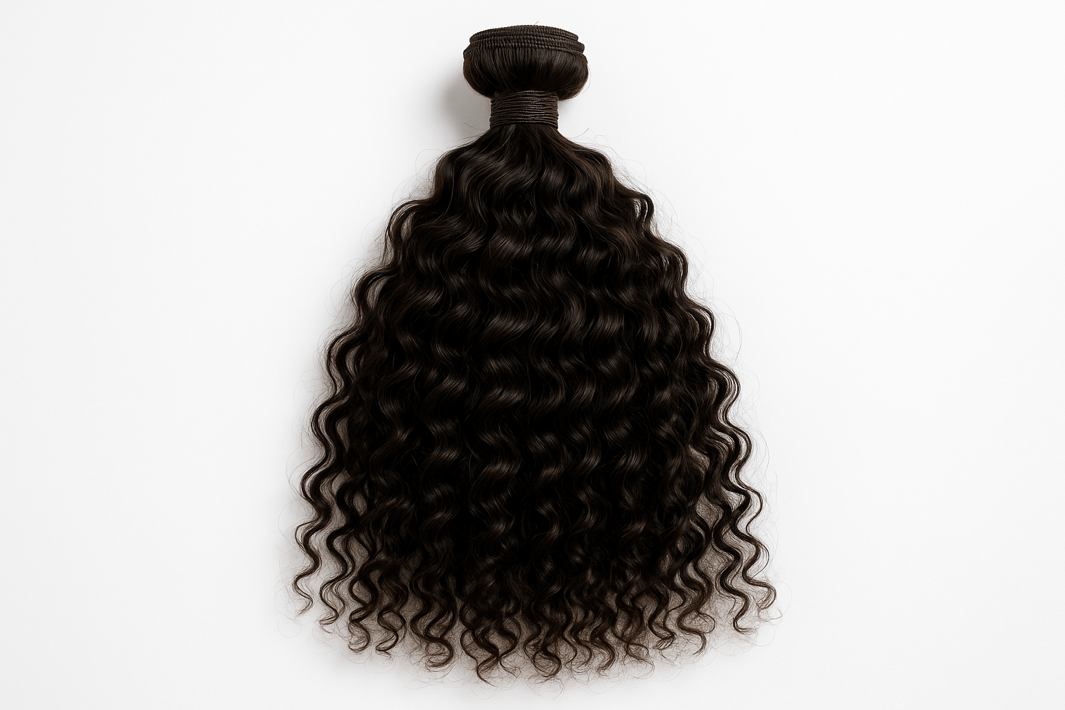 create a hd photo of a Raw Indian Curly Bulk Human Hair Extensions on a white background