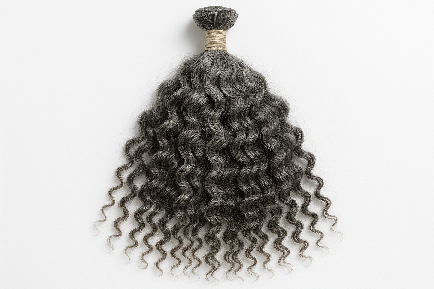 create a hd photo of Raw Vietnamese Natural Gray Curly Bulk Human Hair Extensions on white background
