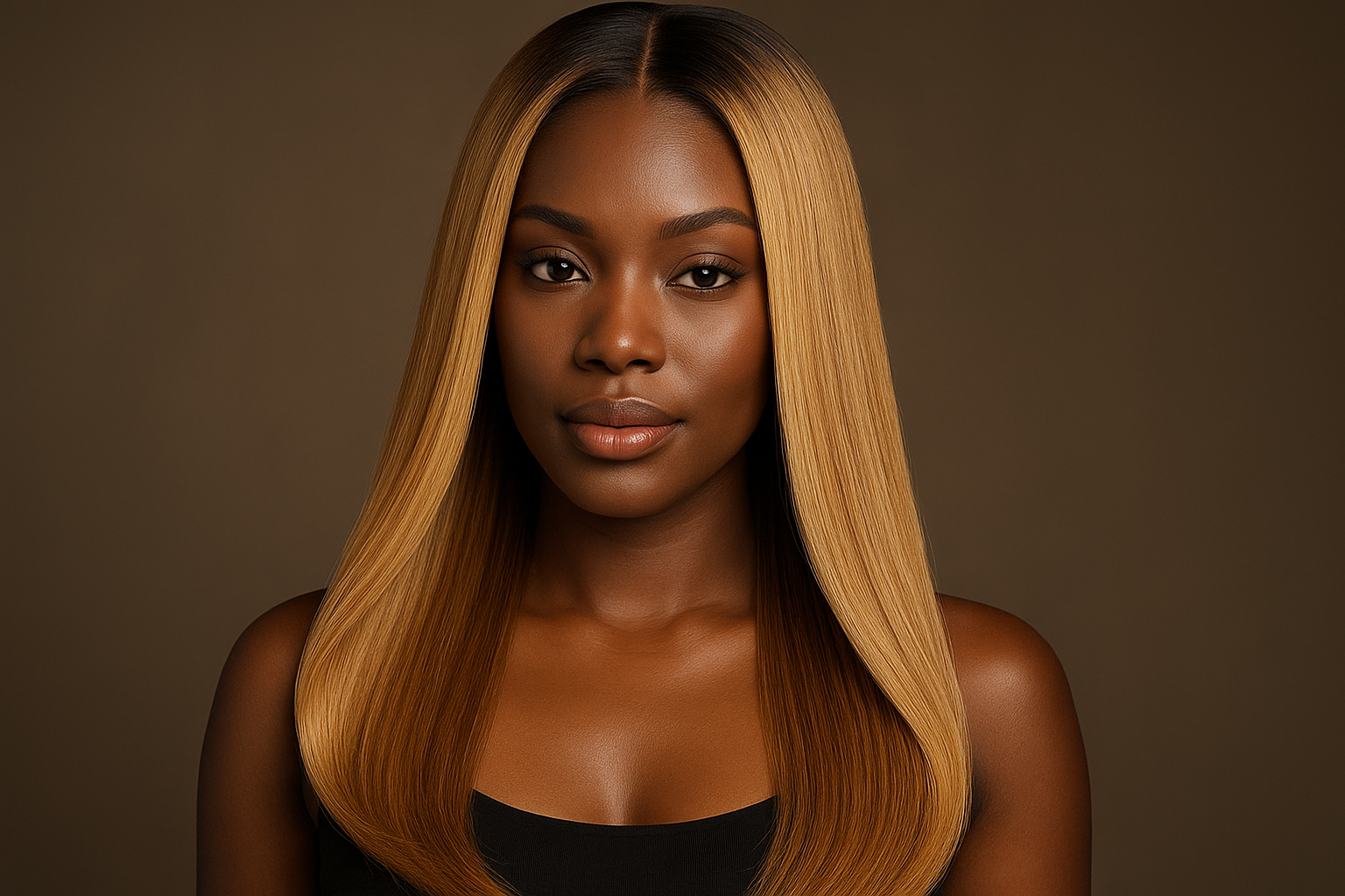 create beautiful black woman with a Blonde Brazilian Straight bundles