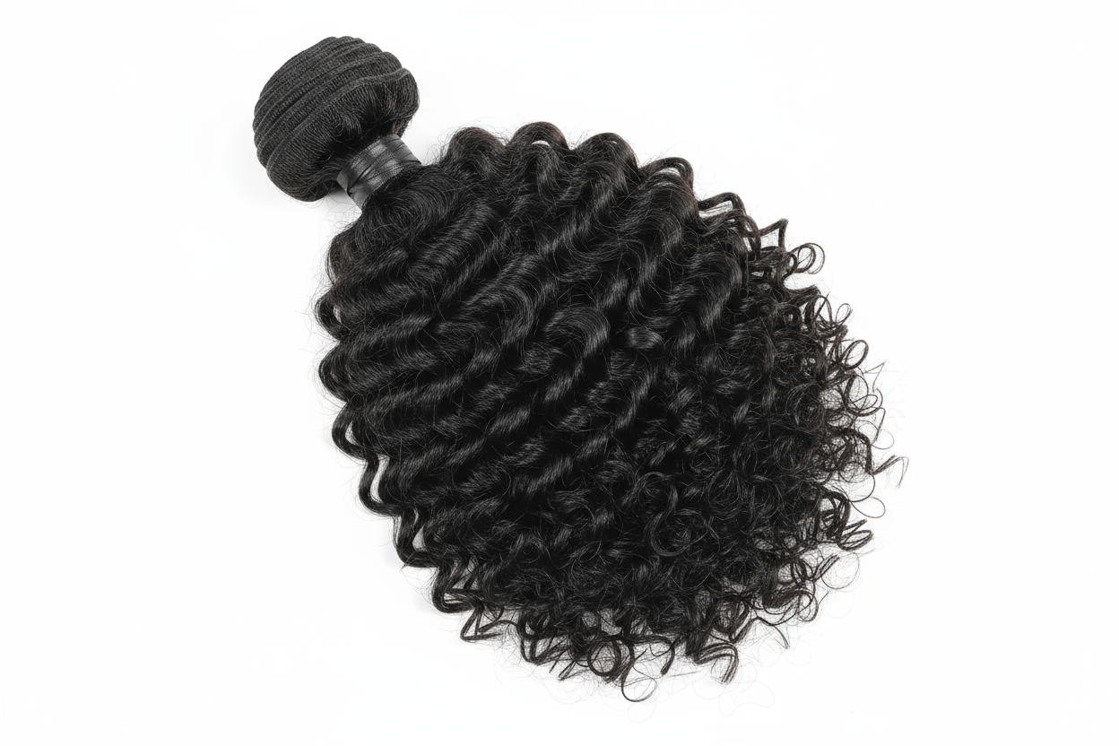 create hd bundle of Indian Curly Hair Extensions on white background