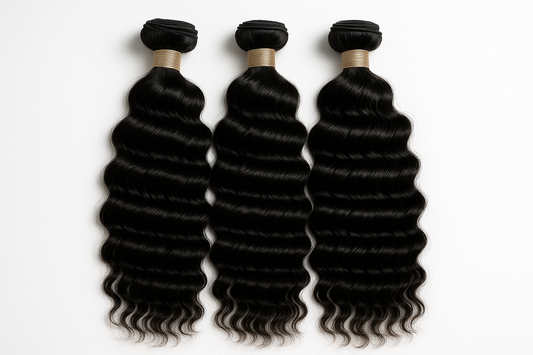 create hd imge of Raw Vietnamese Deep Wavy Bulk Human Hair Extensions