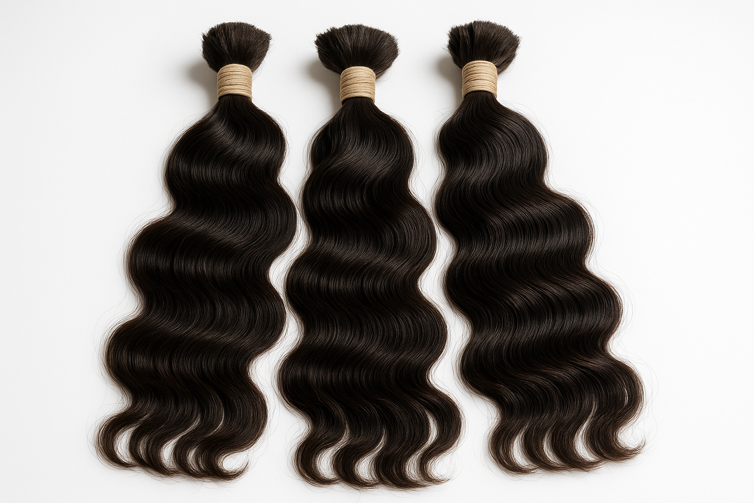 create hd pictures of Raw Indian Wavy Bulk Human Hair Extensions
