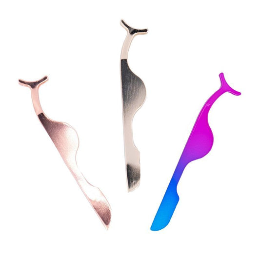 Set of three NEW BEAUTY DEPOT lash applicator tool in rose gold, silver, and purple blue gradient