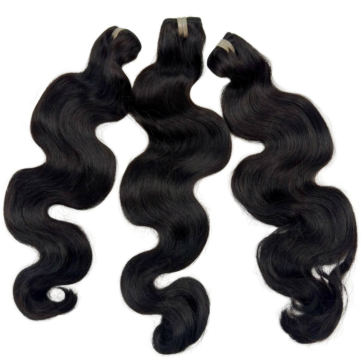 Three bundles of black Vietnamese body wave hair bundles with soft waves and natural shine