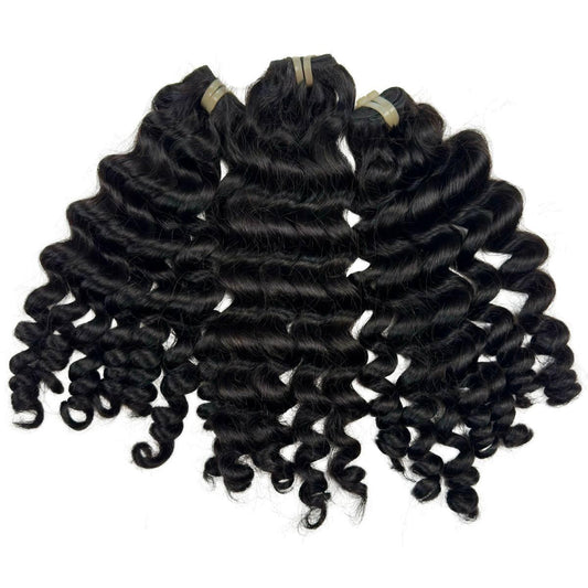 NEW BEAUTY DEPOT Vietnamese curly hair bundles with tight natural curls and shiny black texture